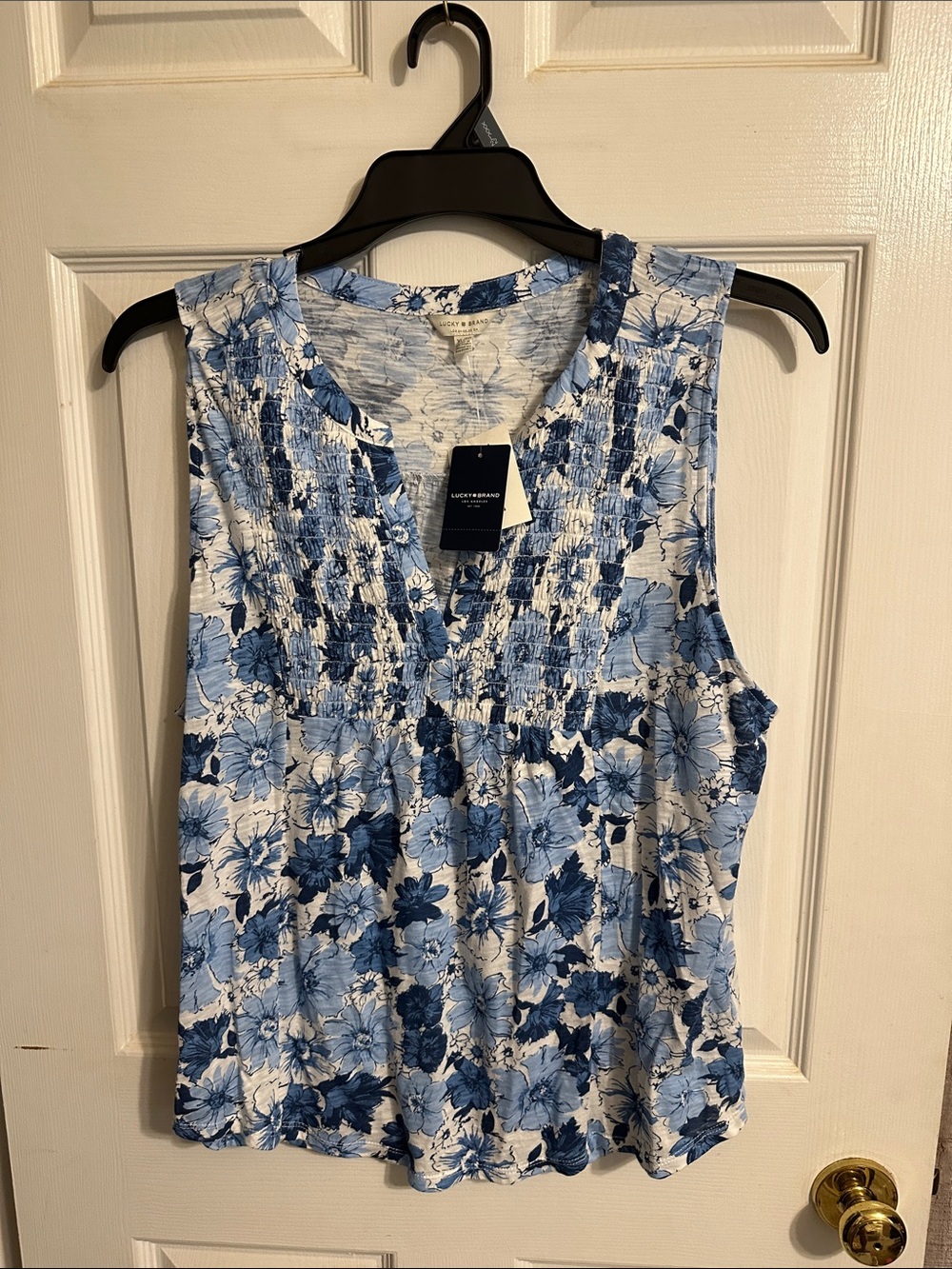 Lucky Brand Blue Floral Sleeveless Tank Top